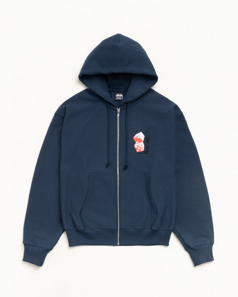 Tall Dice Zip Hood Mens Long Sleeve In Navy