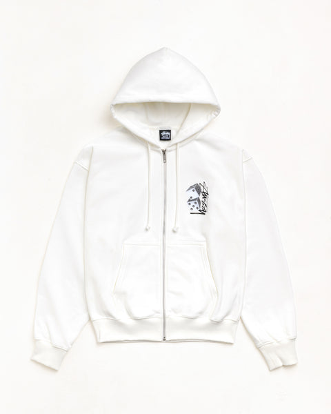 Tall Dice Zip Hood Mens Long Sleeve In Off White