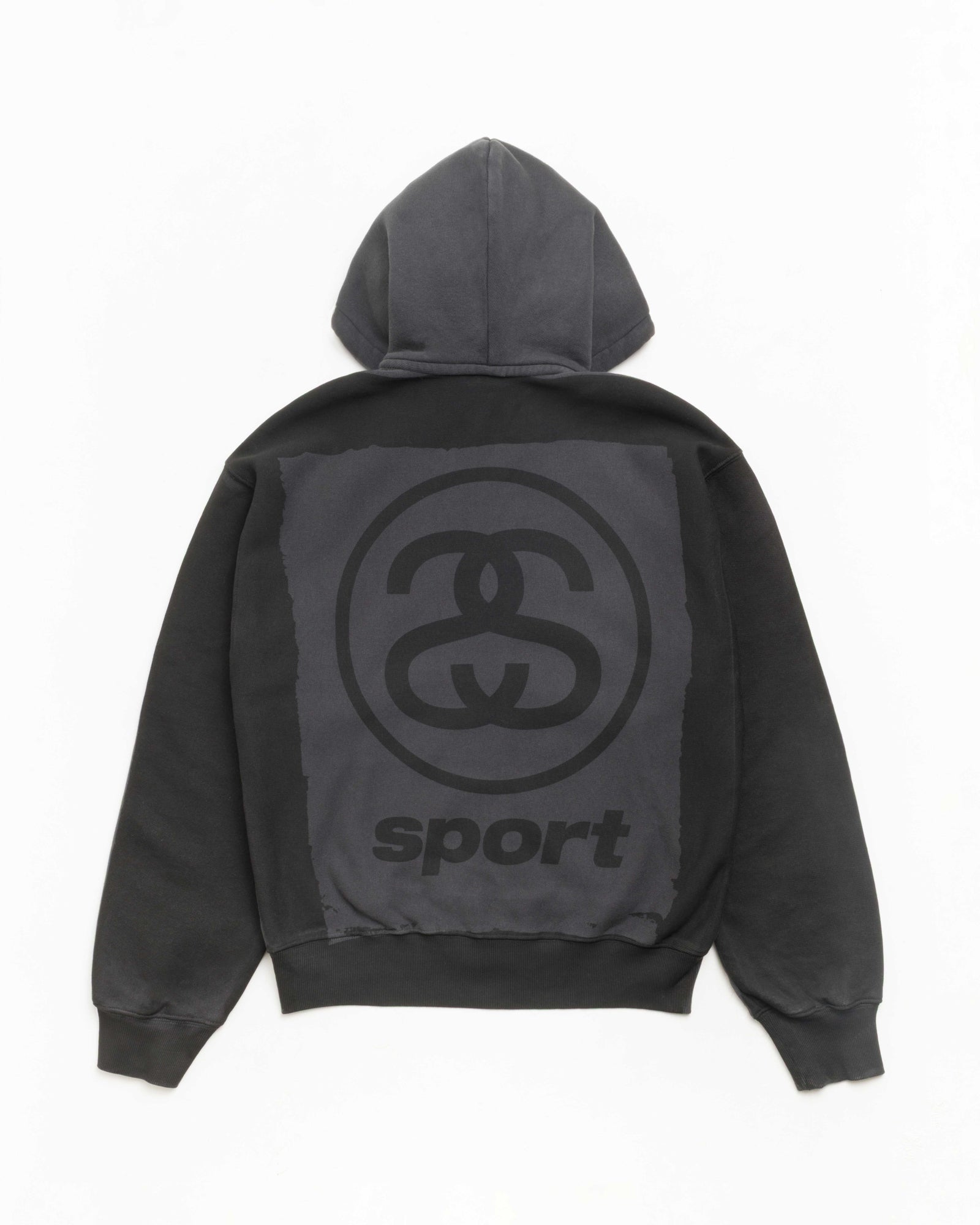 Link Sport Gar. Dyed Zip Hood Unisex Long Sleeve In Faded Black