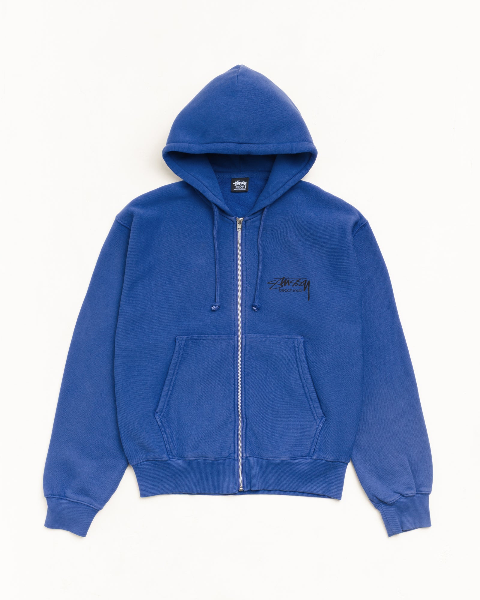 Beach Roots Gar. Dyed Zip Hood Unisex Long Sleeve In Indigo