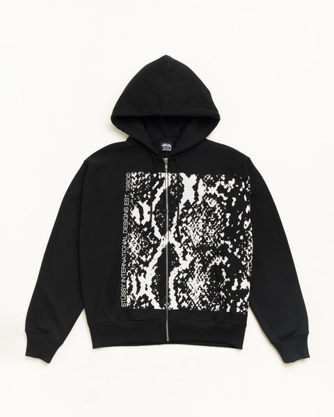 Snakeskin Zip Hood Unisex Long Sleeve In Black