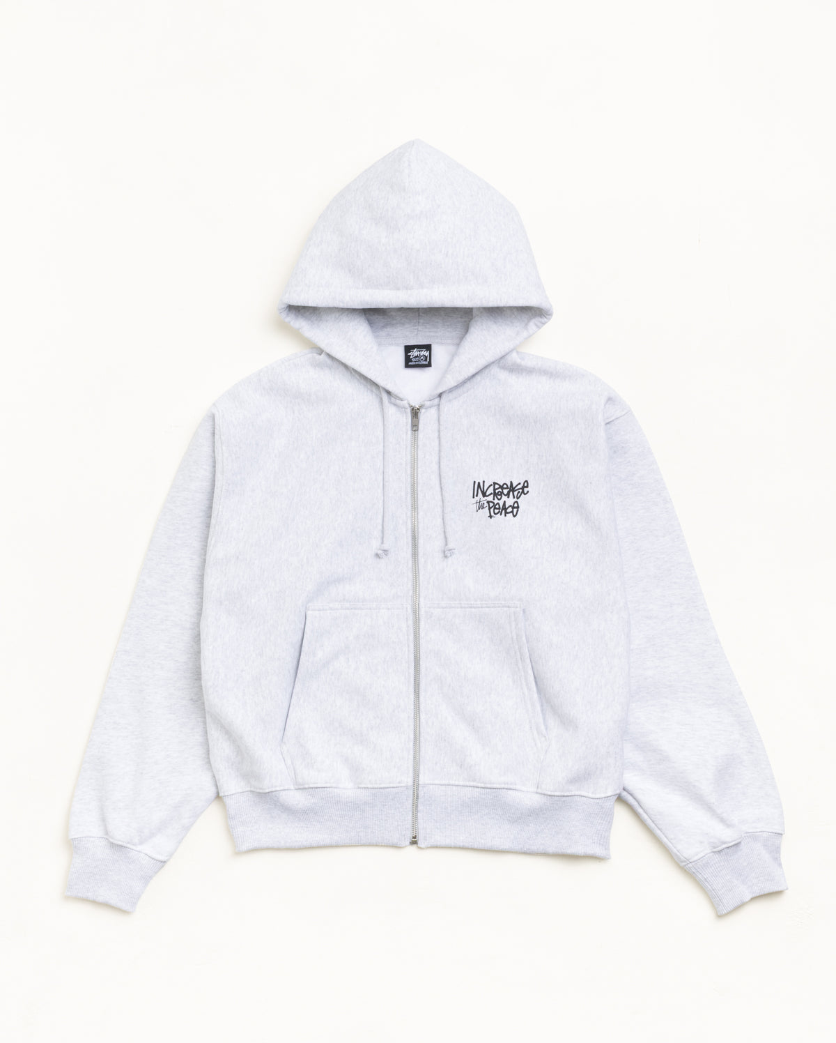 Peace Increased Zip Hood Unisex Long Sleeve In Ash Heather