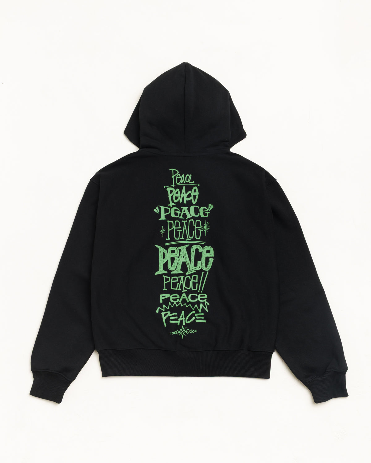 Peace Increased Zip Hood Unisex Long Sleeve In Black
