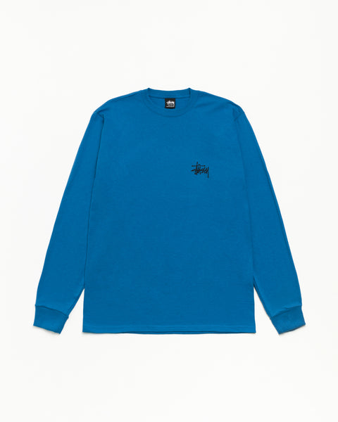Basic Stüssy LS 티, 유니섹스 블루 컬러웨이의 긴소매 티셔츠