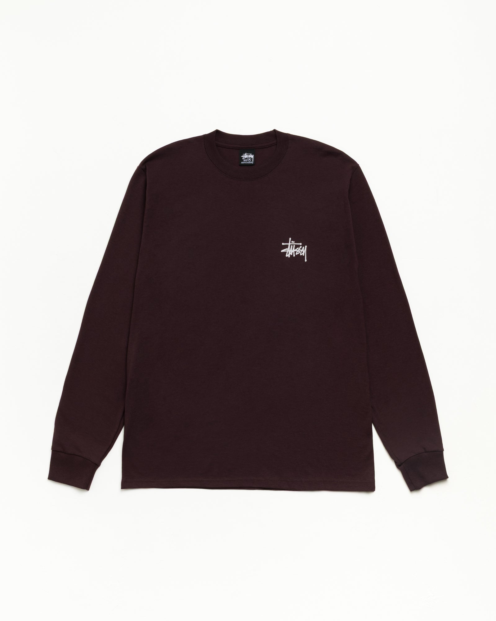 베이식 Stüssy LS 티, 유니섹스 긴소매 티셔츠, 초콜릿 컬러