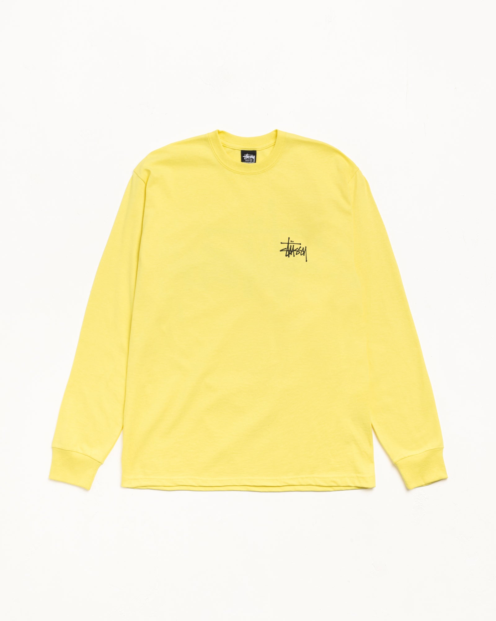 Basic Stussy Ls Tee Mens Long Sleeve In Lemon
