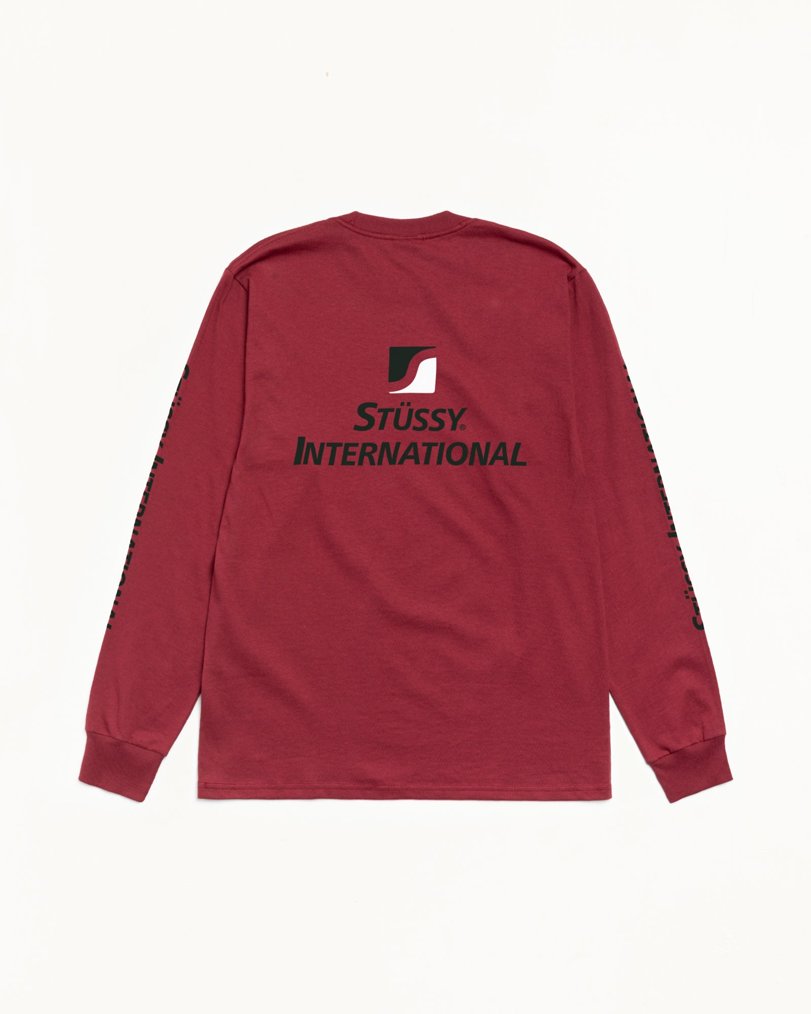 Stussy International Ls Tee Mens Long Sleeve In Wine