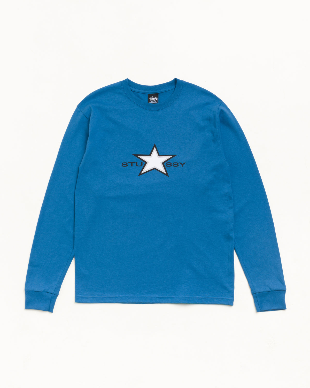 Stussy Star Ls Tee Unisex Long Sleeve In Blue