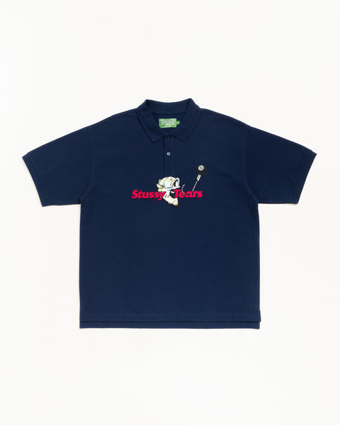 Stussy Tears Polo Unisex Short Sleeve In Navy
