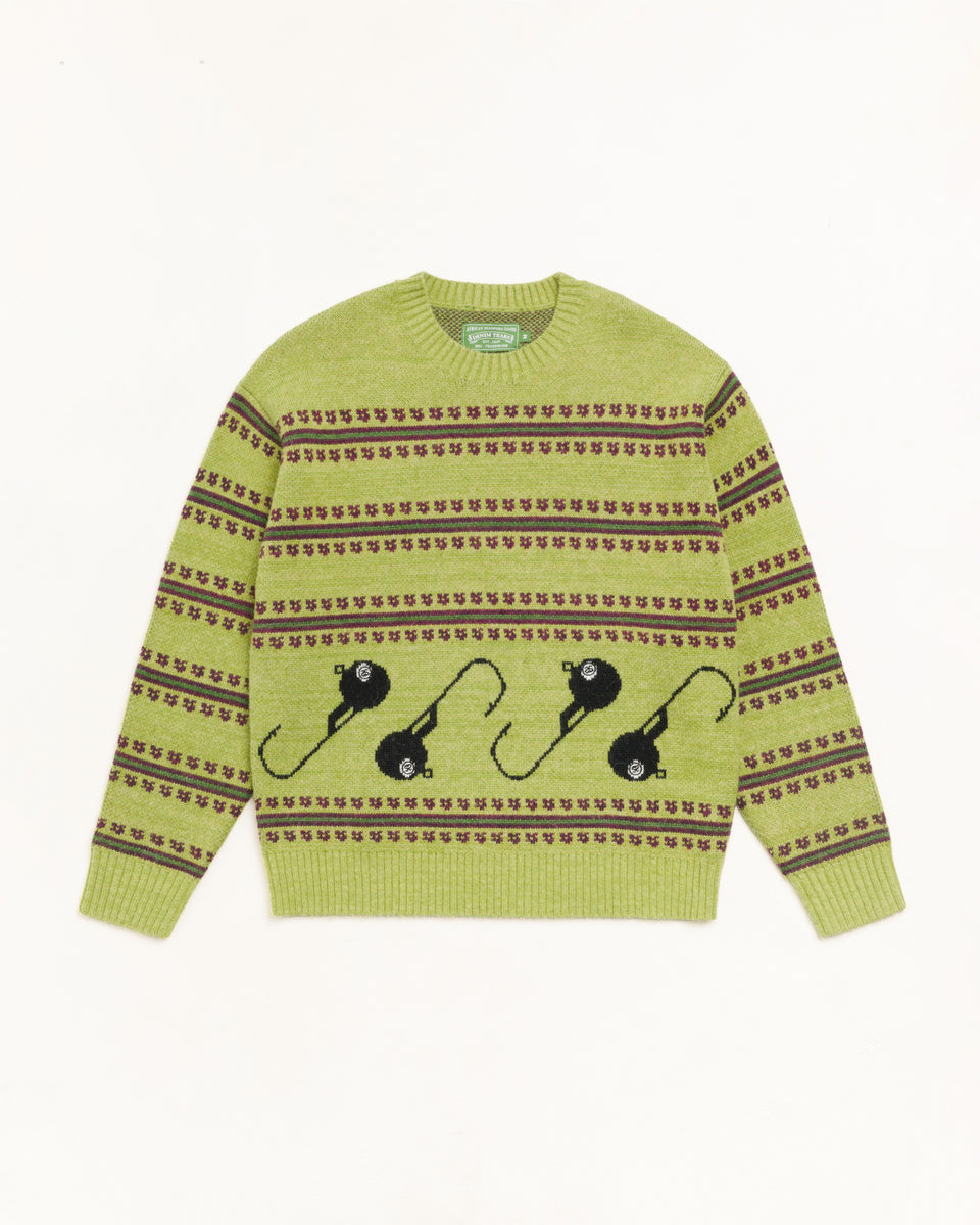 Stussy Tears Knit Sweater Mens Long Sleeve In Green