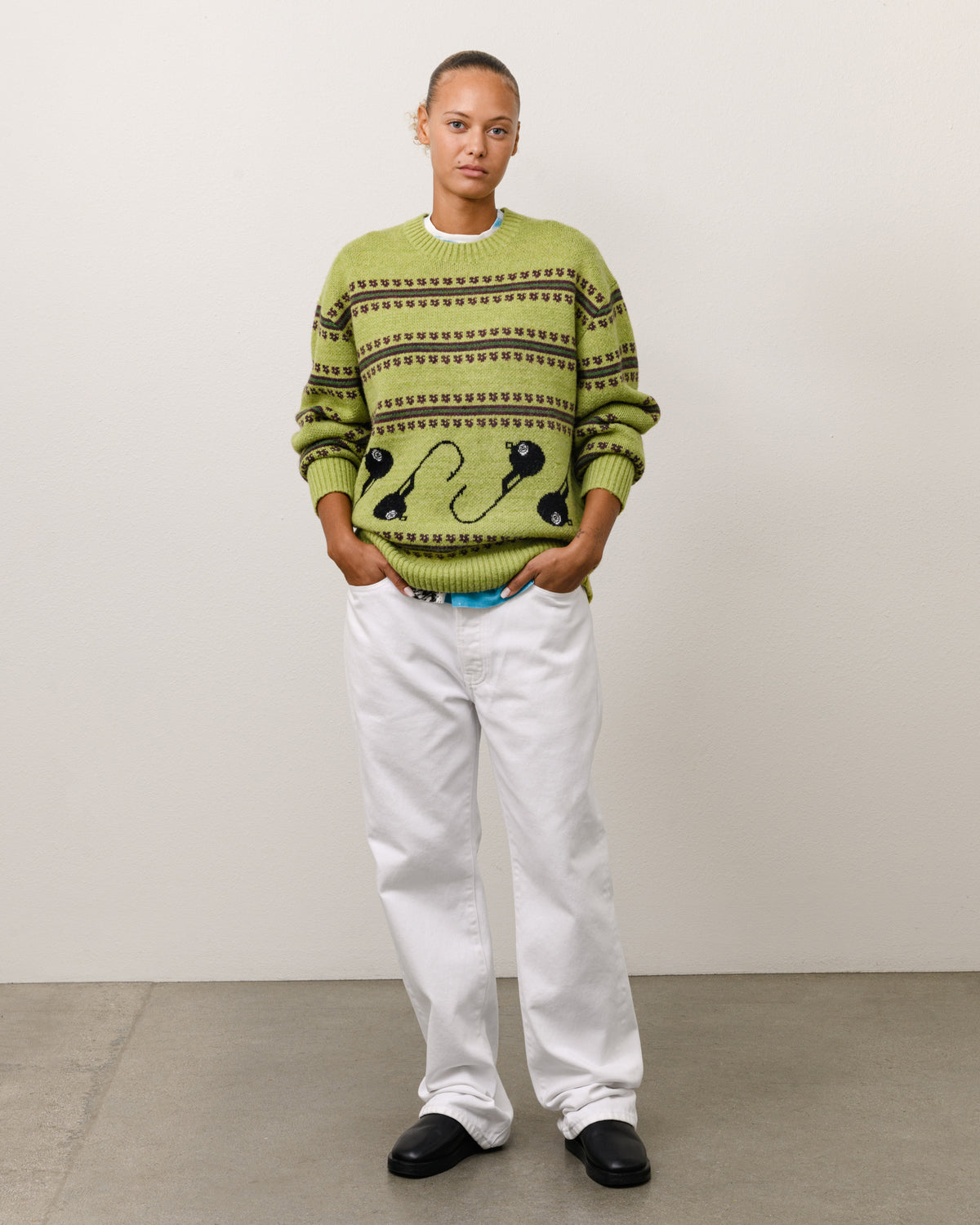 Stussy Tears Knit Sweater Mens Long Sleeve In Green