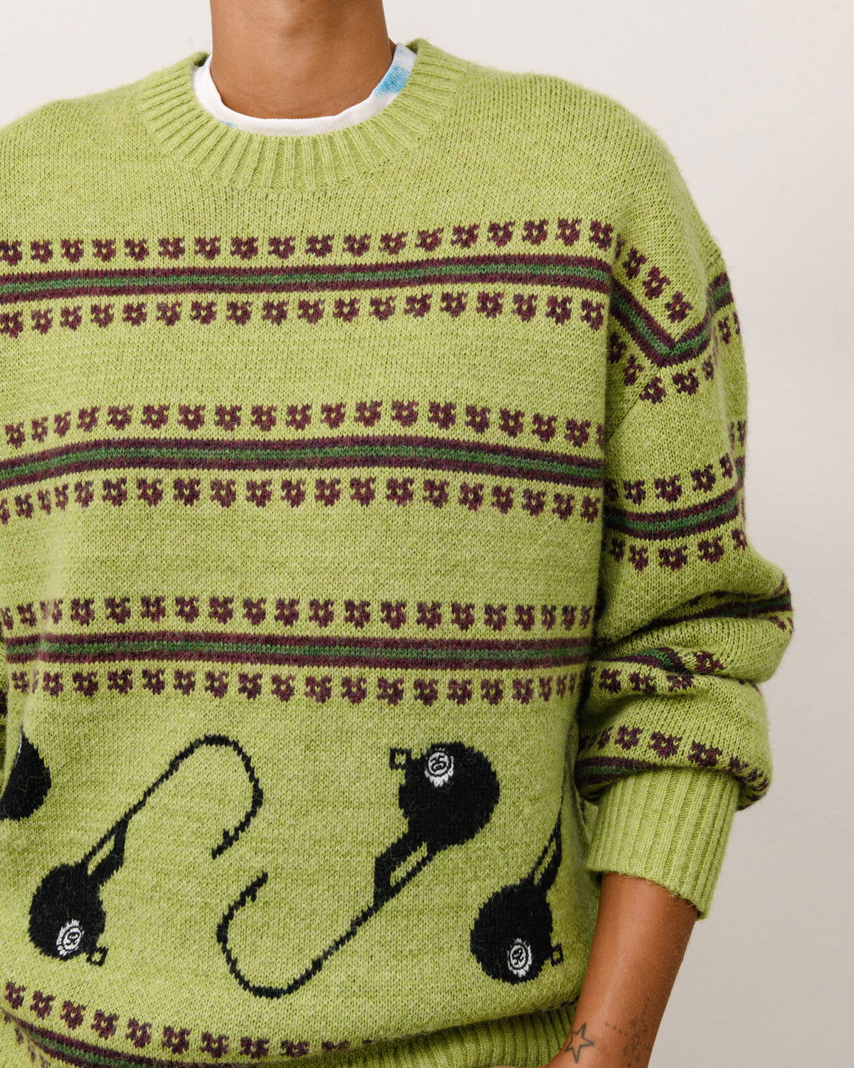 Stussy Tears Knit Sweater Mens Long Sleeve In Green