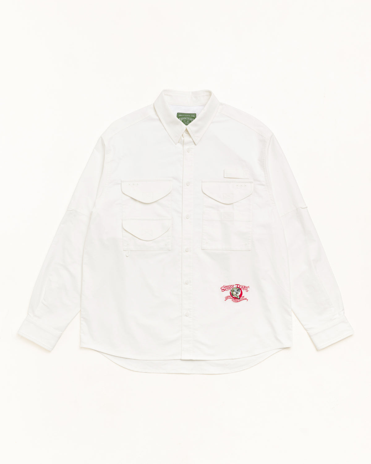 Stussy Tears Fishing Button Up Mens Long Sleeve In White