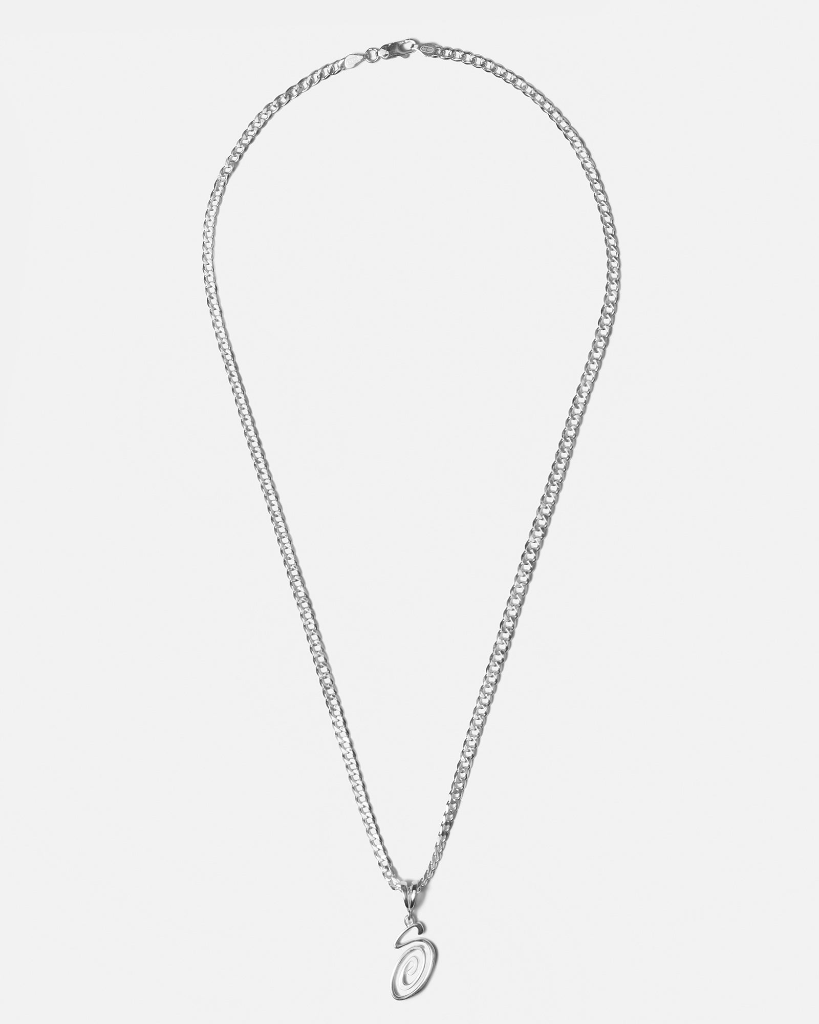 STÜSSY SILVER CUBAN LINK SWIRLY S CHAIN SILVERY ACCESSORY