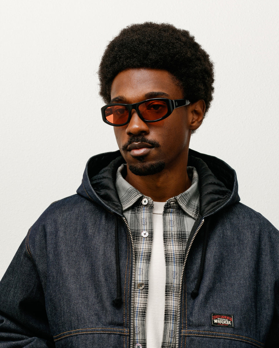Landon Sunglasses in Black/Crimson Red Lens
