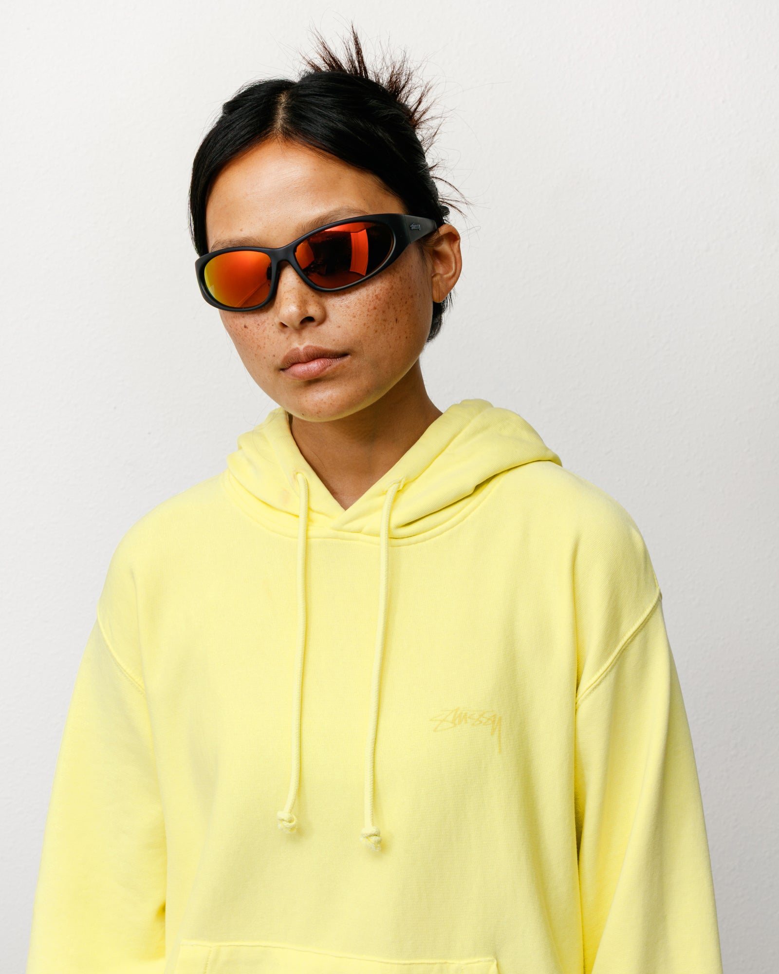 Adrian Sunglasses Unisex In Frost Black/orange Mirror Lens