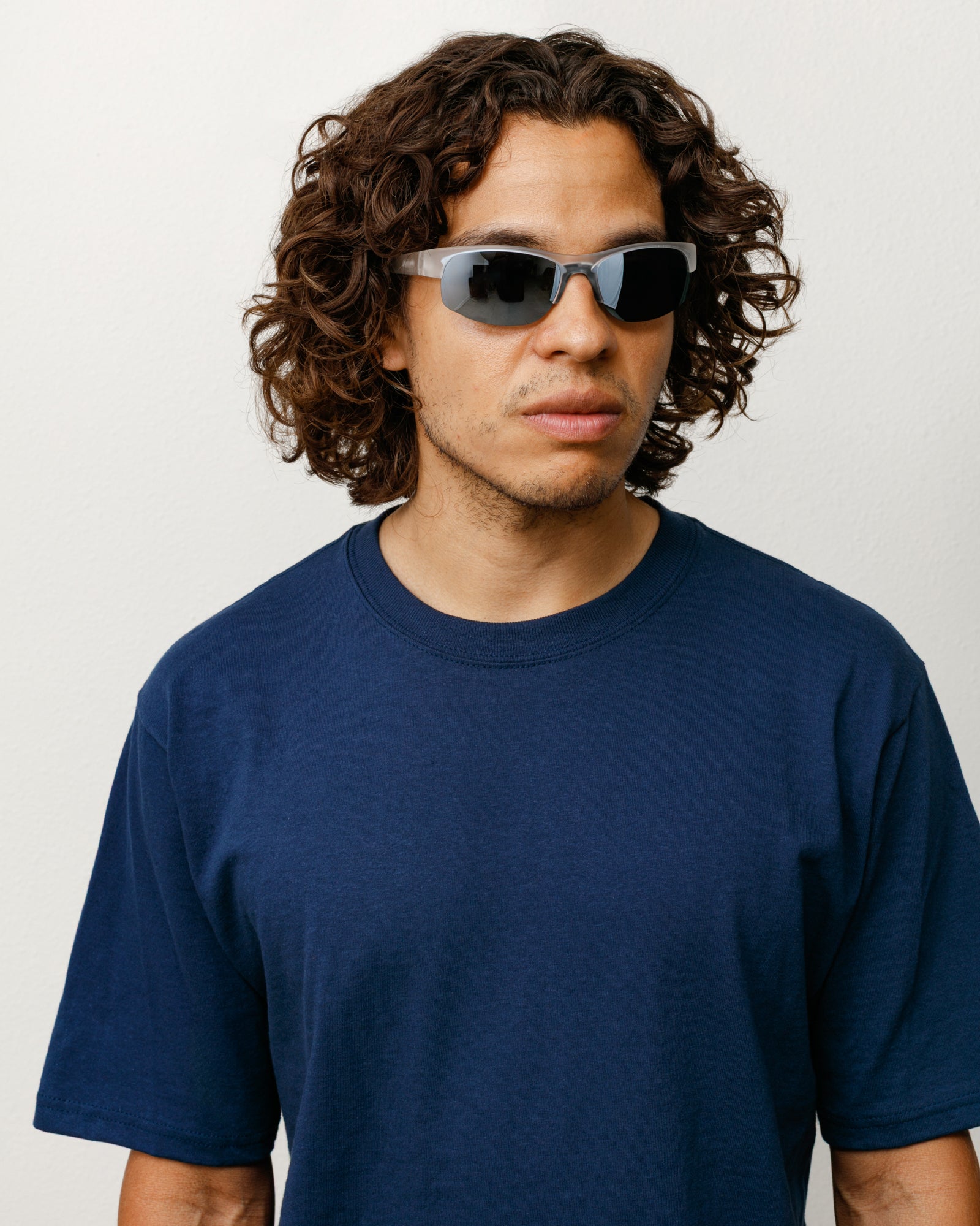Hiro Sunglasses Unisex In Frost Clear / Mirror Lens
