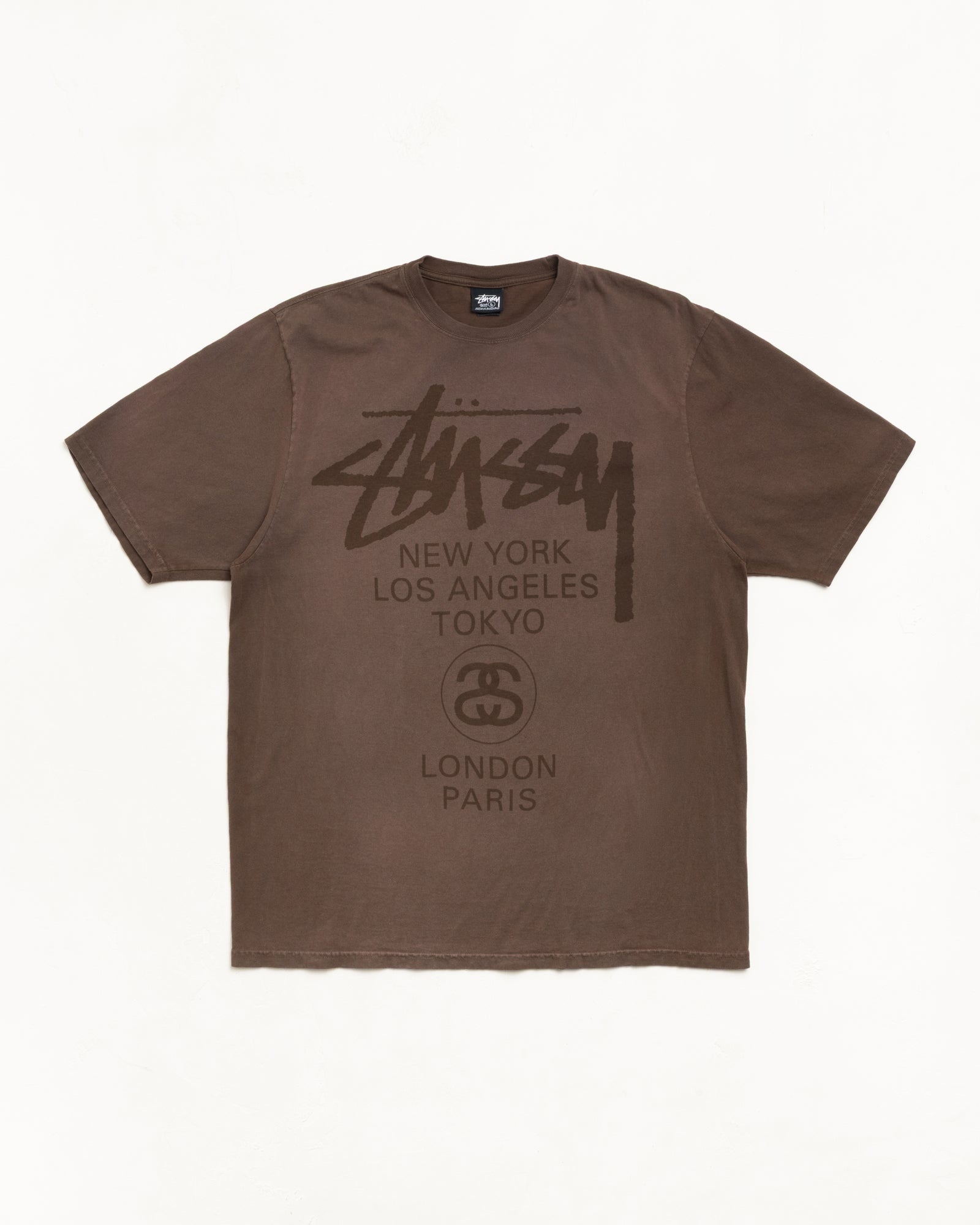 World Tour Sun Fade Tee Mens Short Sleeve In Faded Brown