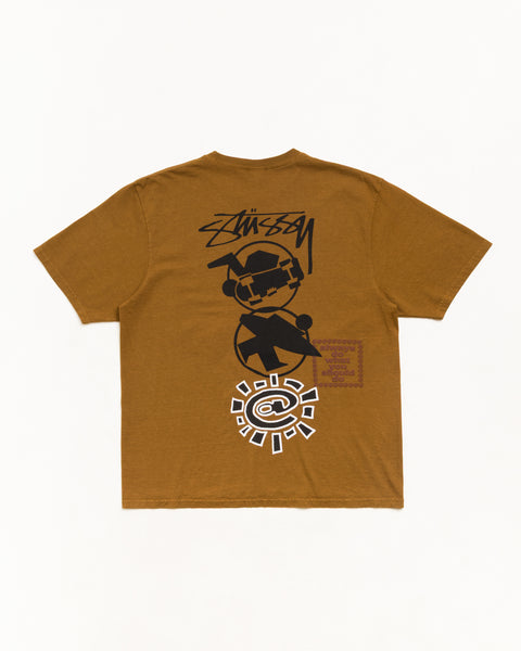 Stüssy & Always Stack 티 유니섹스 반소매 티셔츠 카라멜 색상