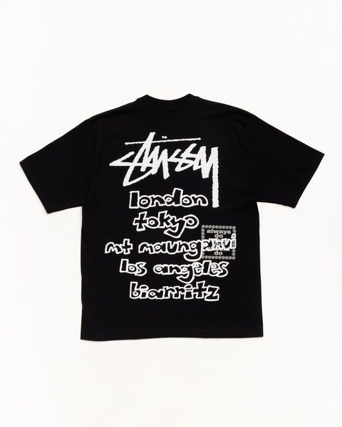 Stüssy & Always 월드 투어 티셔츠 블랙 색상