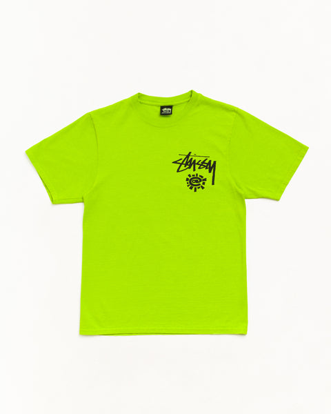 Stüssy & Always 월드 투어 유니섹스 반팔 티셔츠 라임