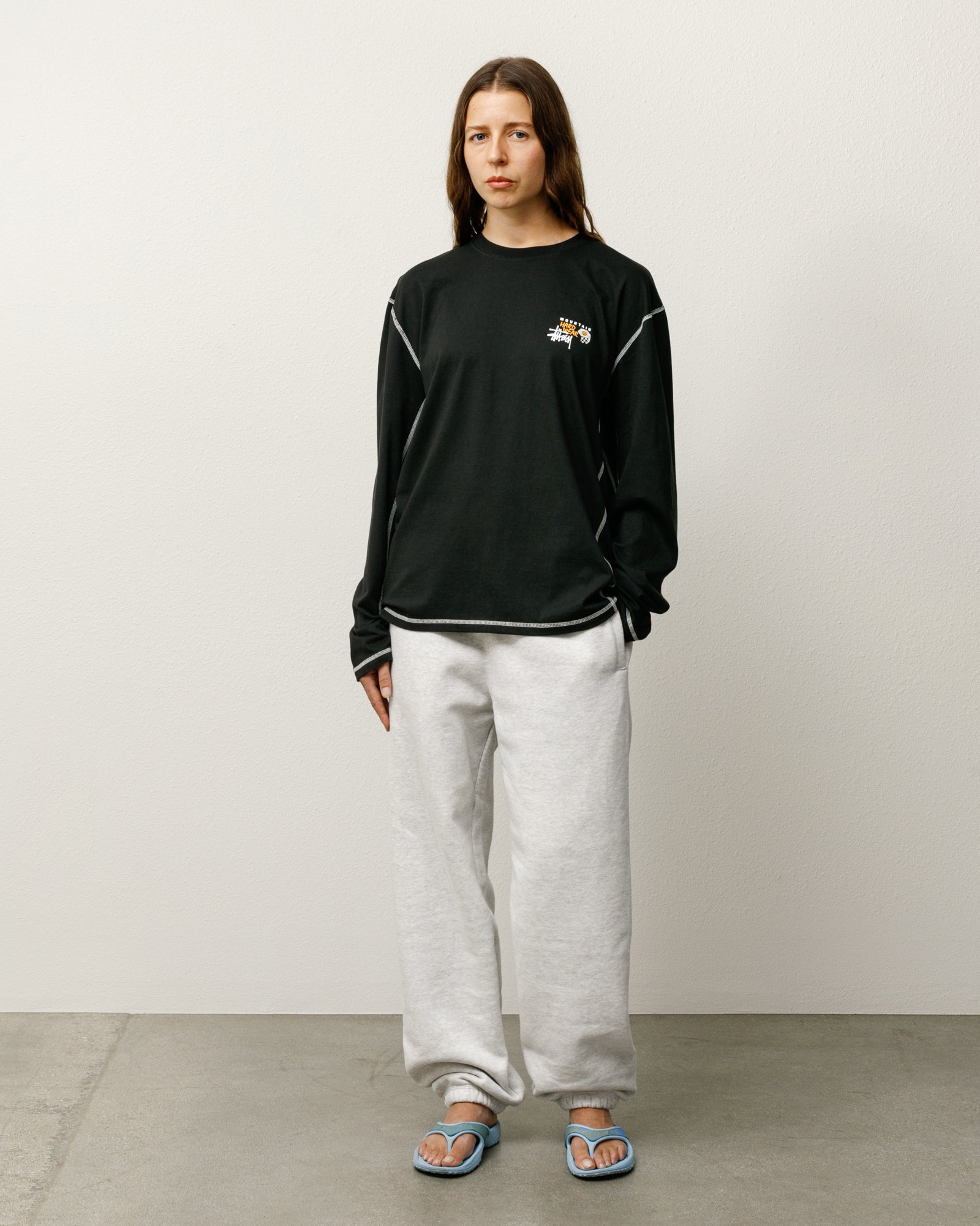 Stussy X Mhw Ls Tee Mens Long Sleeve In Stealth Grey