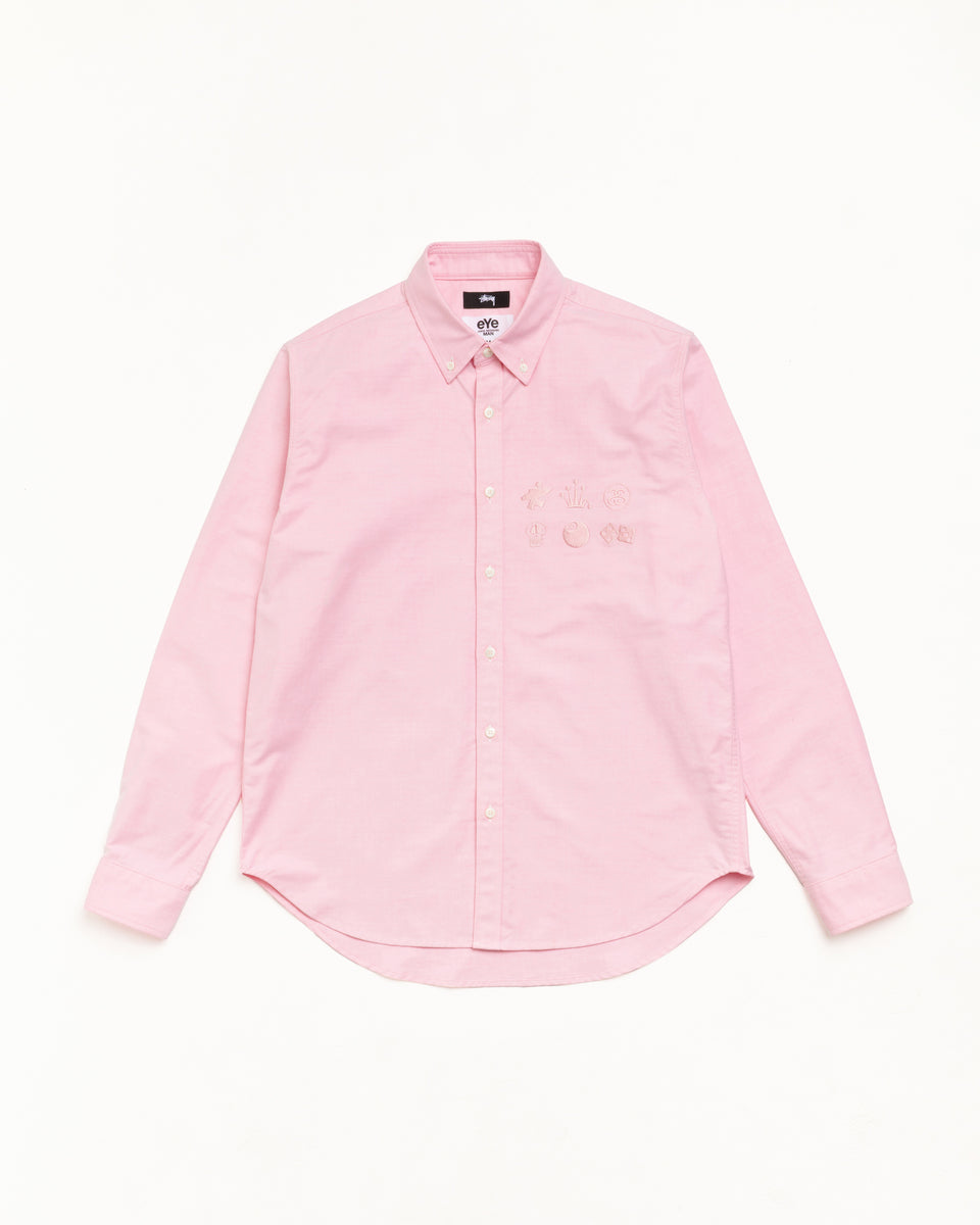 Button Down Shirt Unisex Long Sleeve In Pink