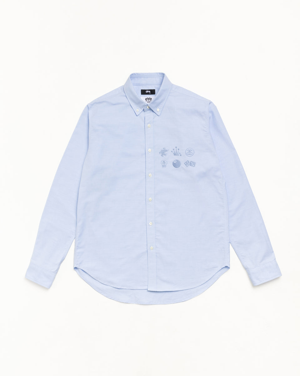 Button Down Shirt Unisex Long Sleeve In Saxe