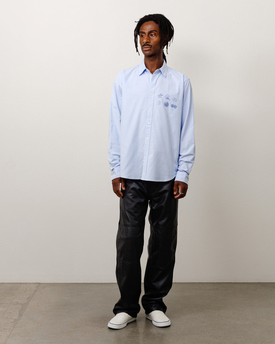 Button Down Shirt Unisex Long Sleeve In Saxe