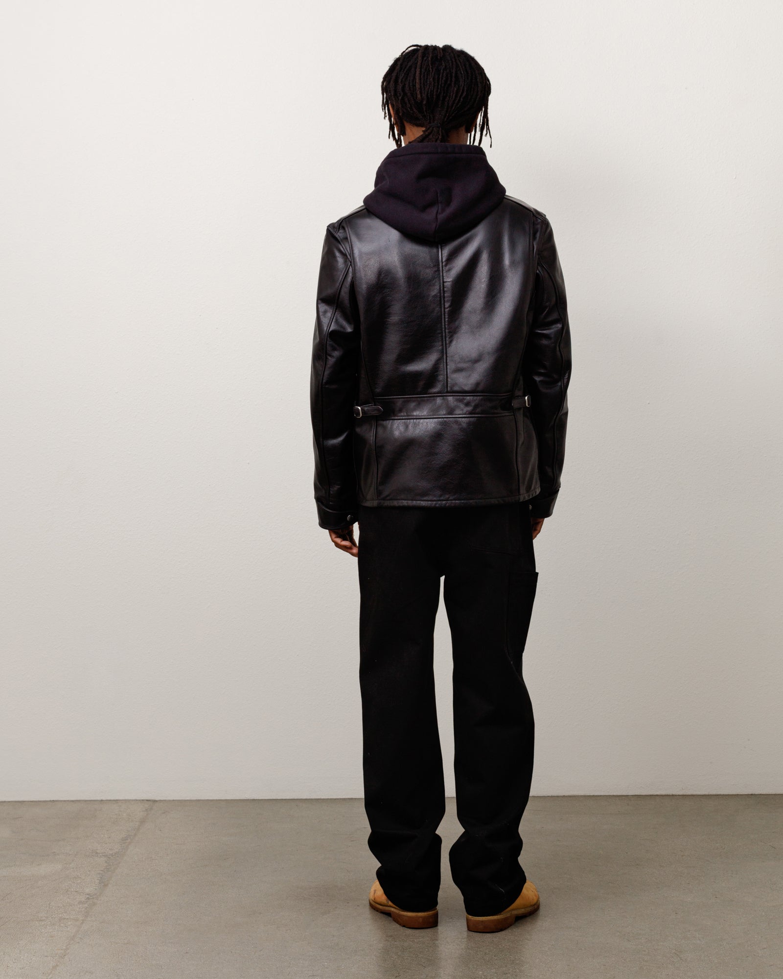 Leather Jacket Unisex Long Sleeve In Black