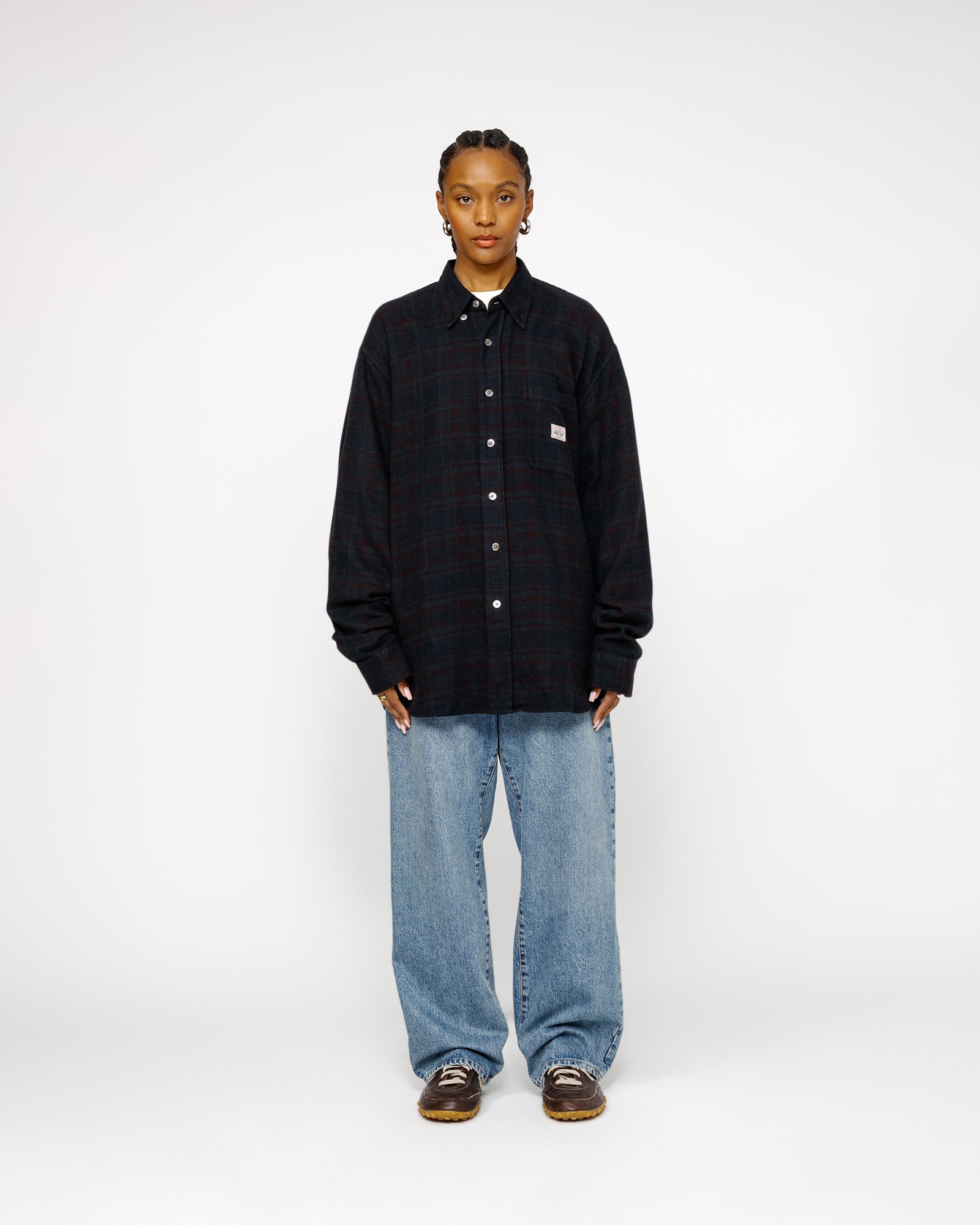 Stüssy Our Legacy Work Shop Check Shirt Overdyed Navy Check