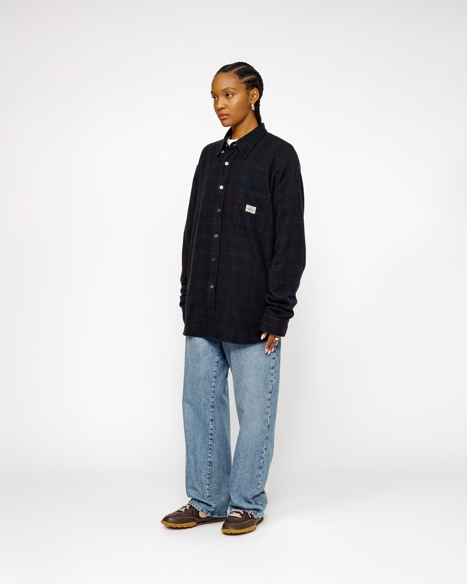 Stüssy Our Legacy Work Shop Check Shirt Overdyed Navy Check