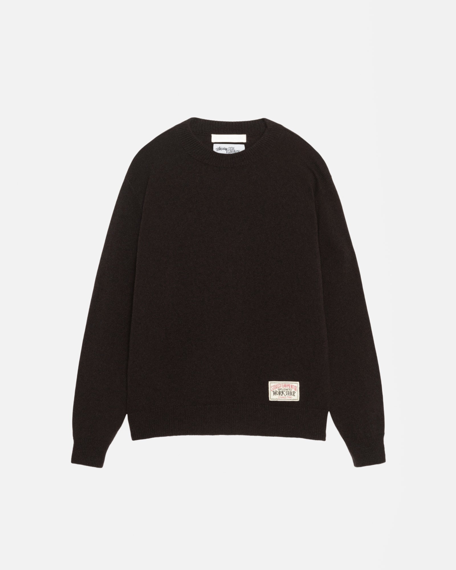 Stüssy Our Legacy Work Shop Knitted Roundneck Sweater Dark Brown Surfman Knits | hero:main:collection:new-arrivals,knits,all