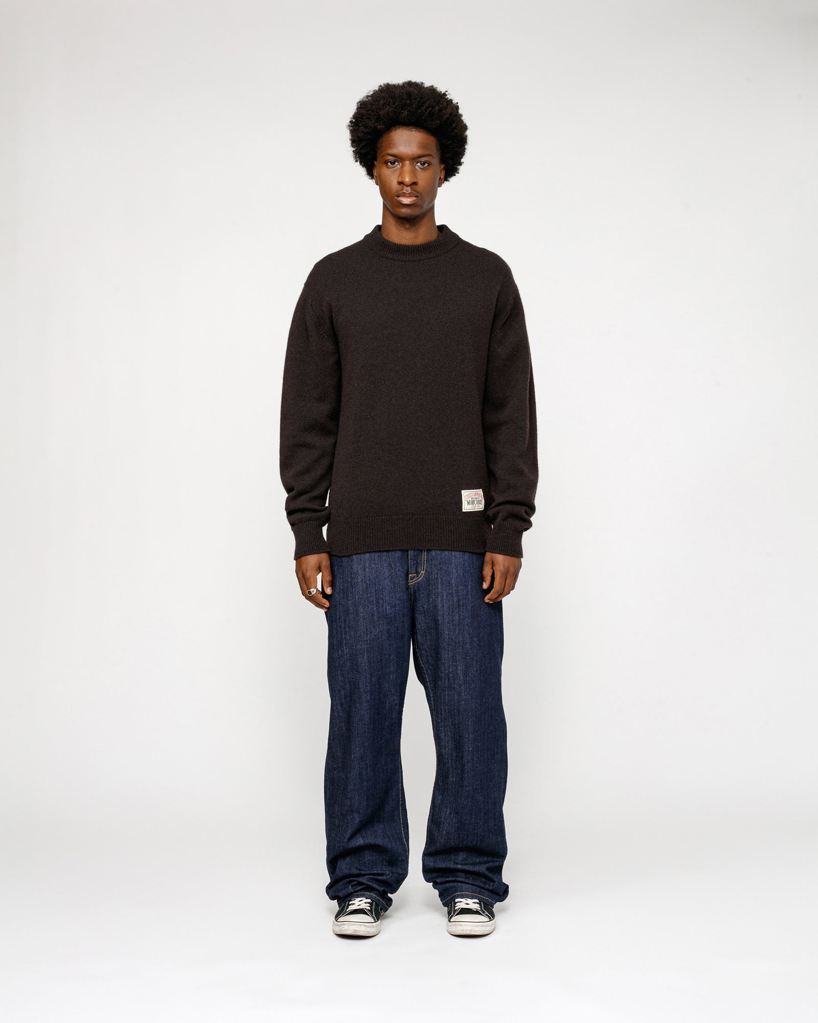 Stüssy Our Legacy Work Shop Knitted Roundneck Sweater Dark Brown Surfman Knits