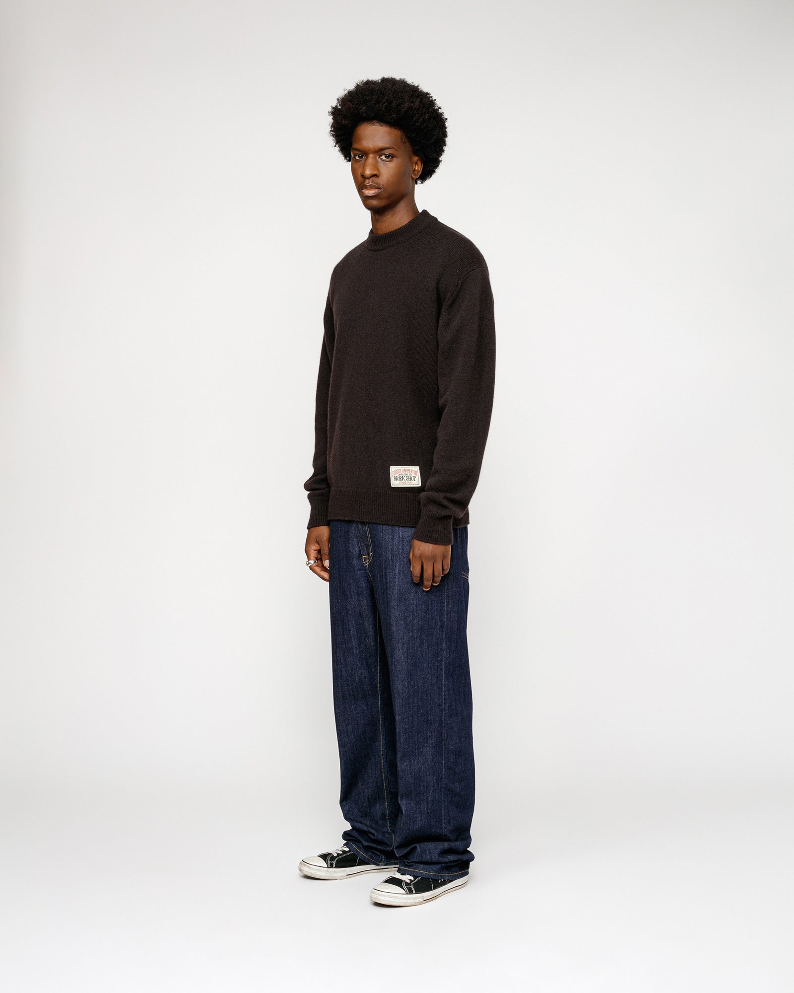 Stüssy Our Legacy Work Shop Knitted Roundneck Sweater Dark Brown Surfman Knits