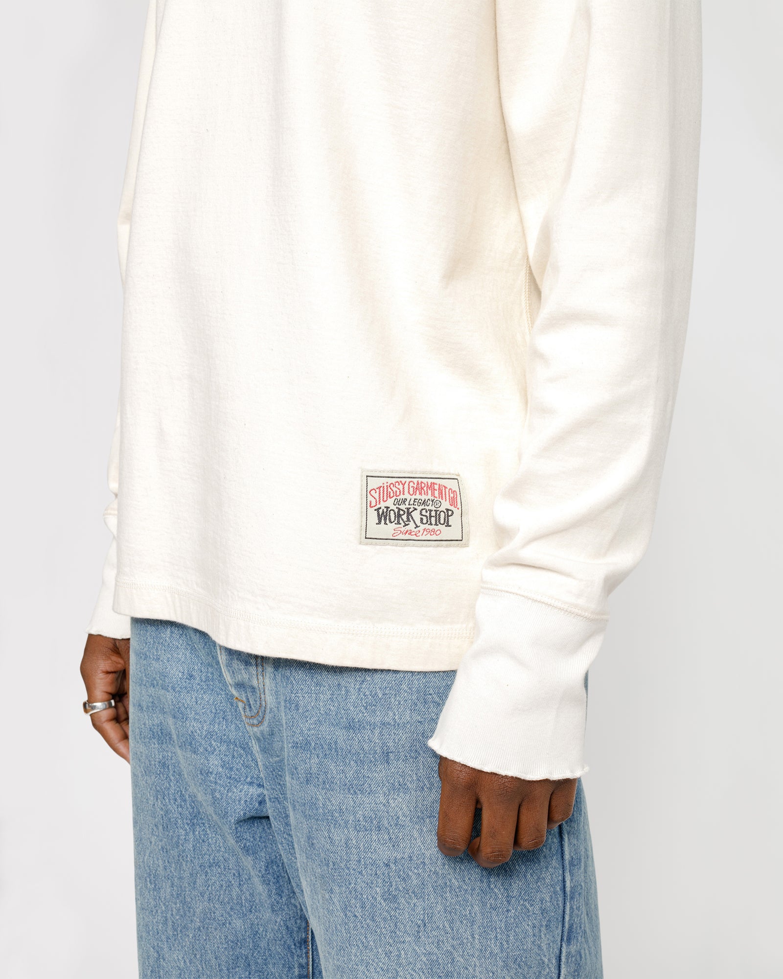 Stüssy Our Legacy Work Shop Thermal Longsleeve Cream Compact Cotton Tops | hero:hover:collection:new-arrivals,knits,all