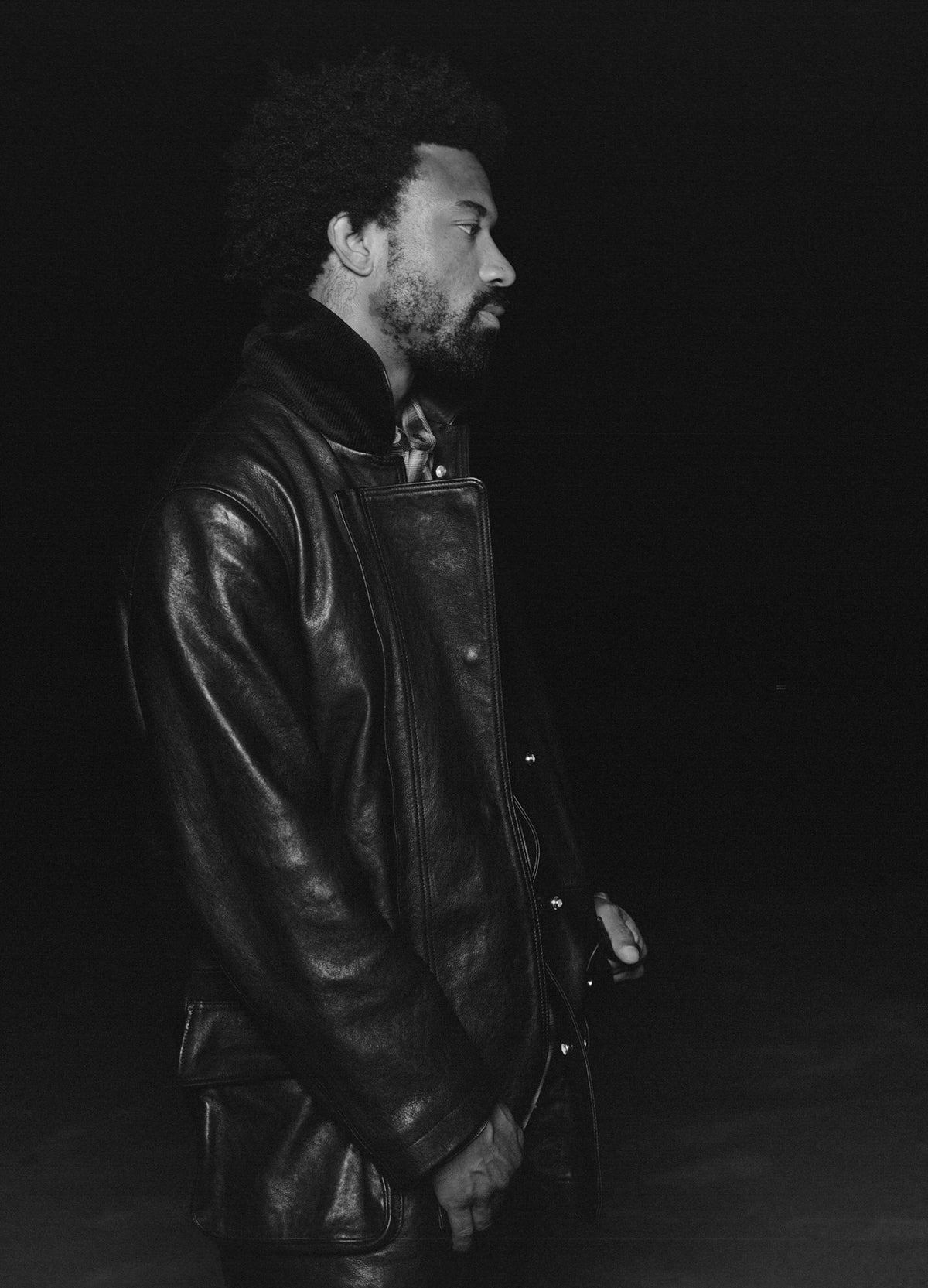 Leather Fireman Jacket Unisex Long Sleeve In Black