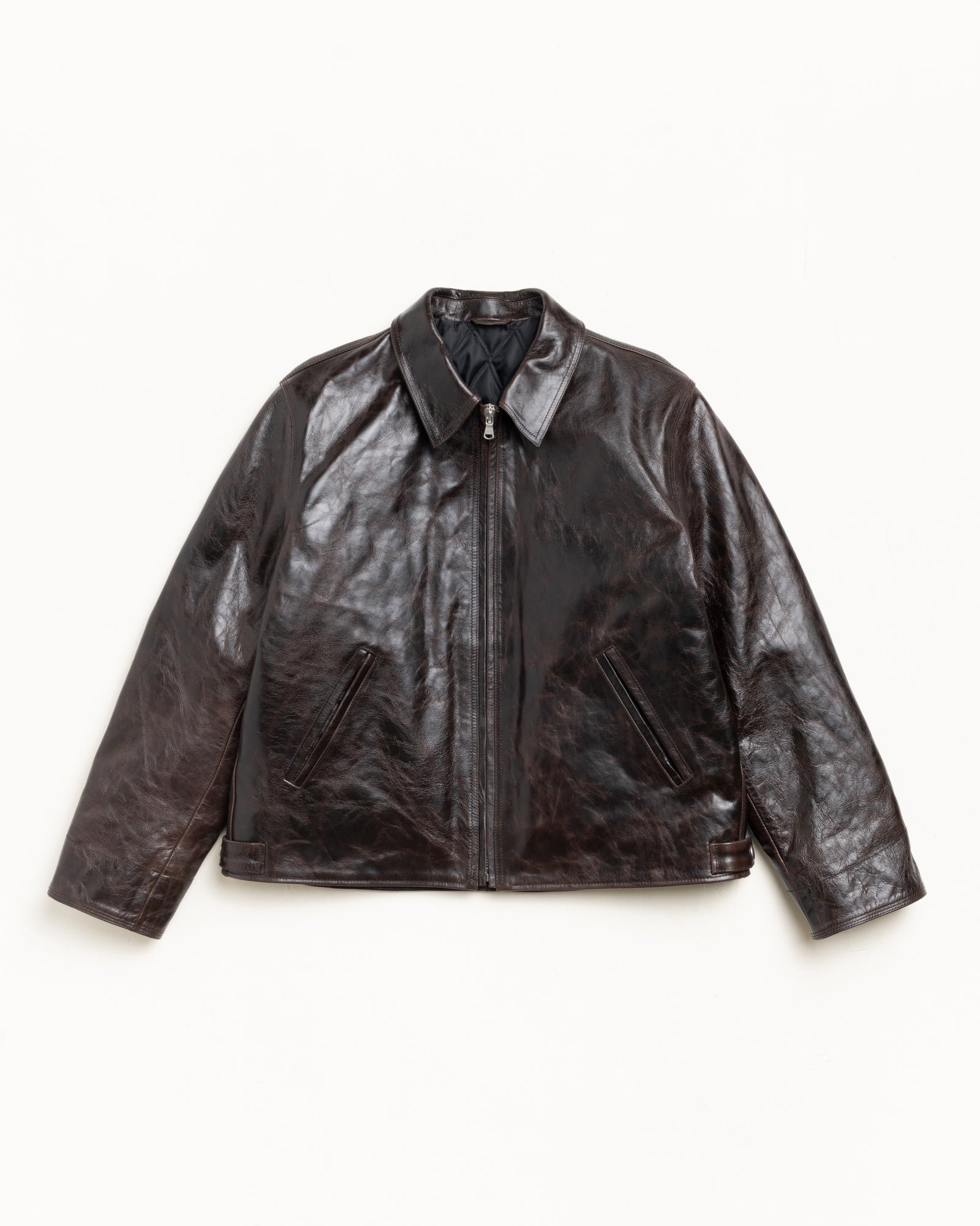 Garage Jacket Leather Mens Long Sleeve In Dark Brown | hero:main:collection:new-arrivals,shirts,tops-shirts,all,tees,outerwear,denim,knits,accessories,sunglasses,hoodies,sweats,mens-hoodies-sweatshirts,shorts,pants,bottoms