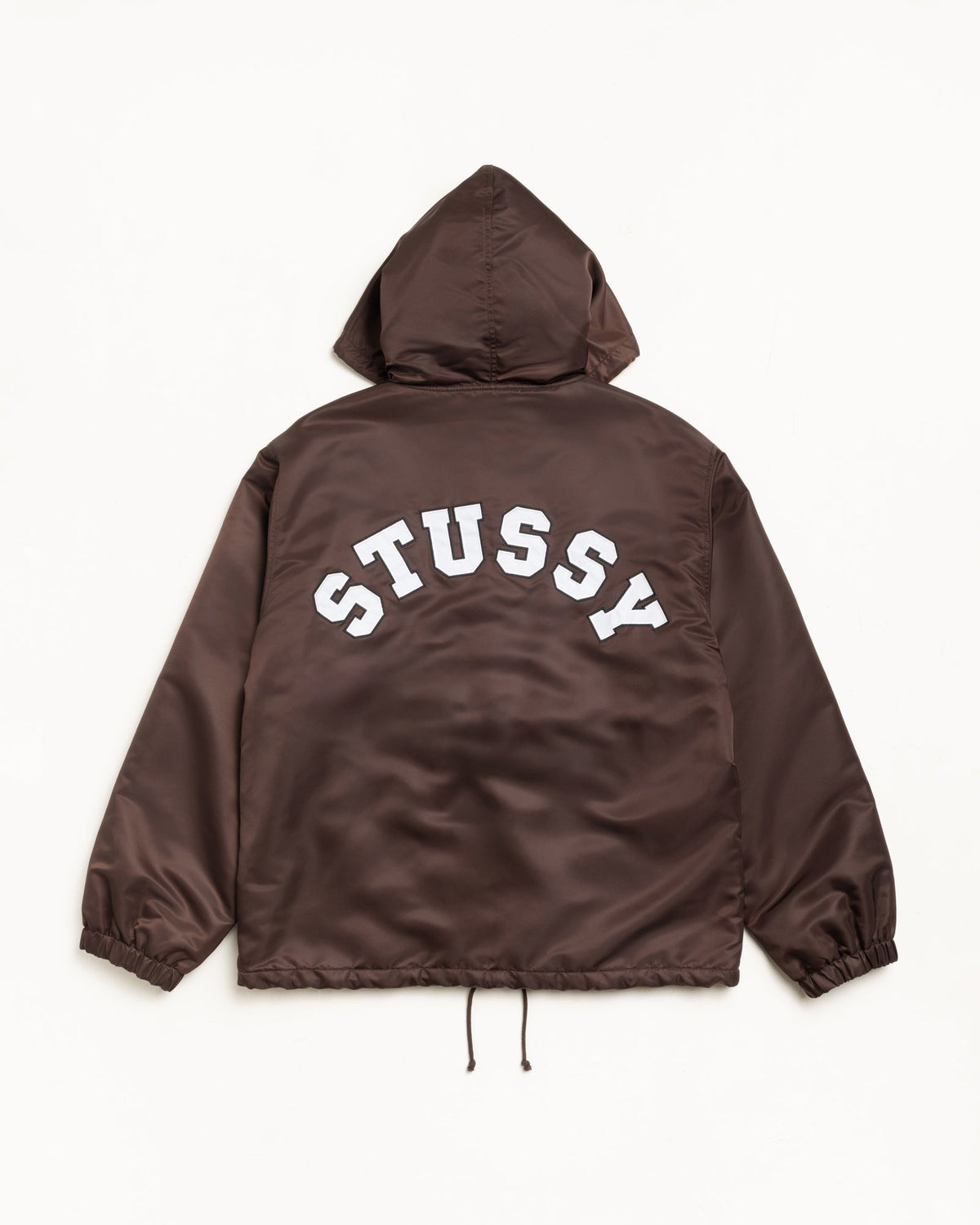 Hooded Coaches Jacket Mens Long Sleeve In Brown