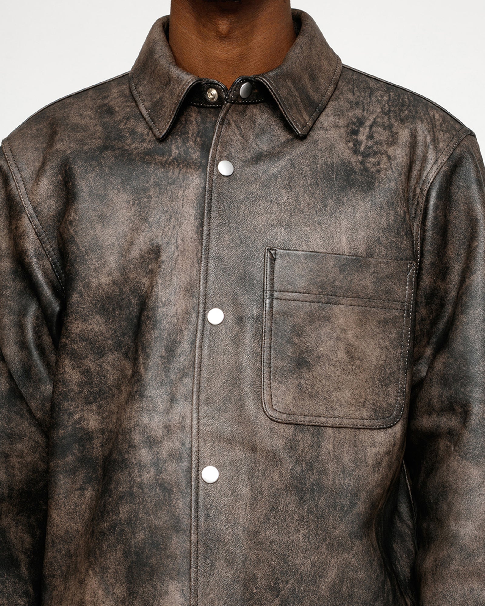 Stüssy Leather Overshirt Washed Black Shirts