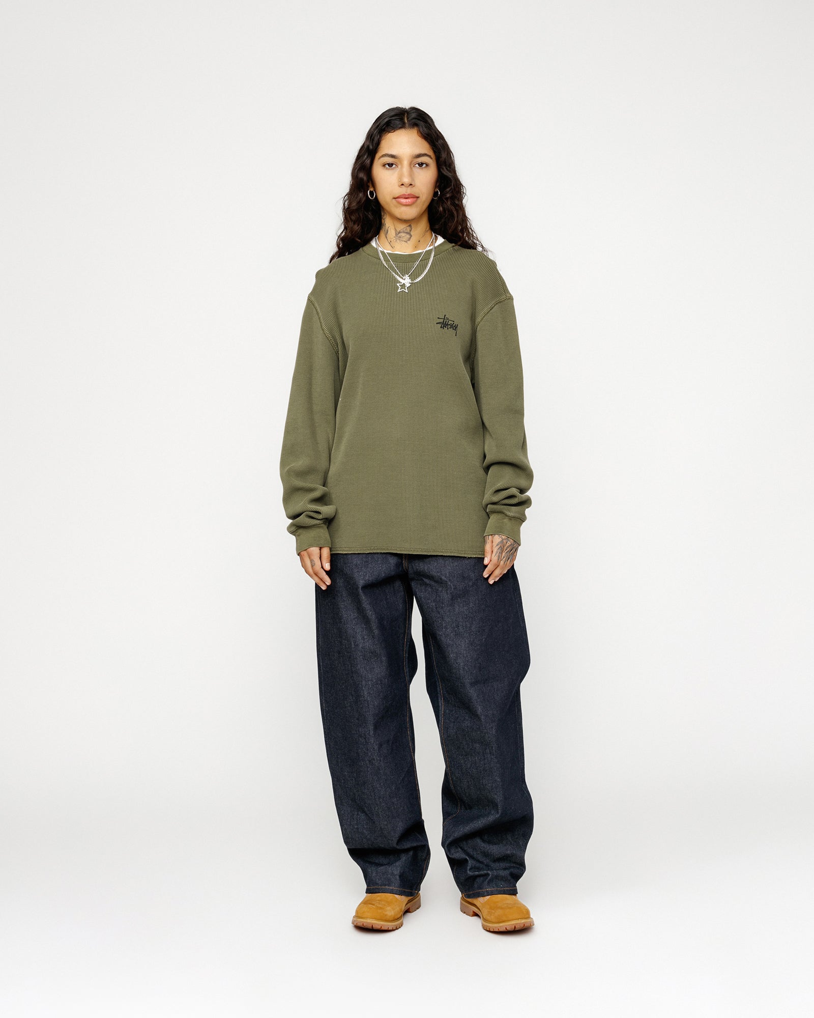 Basic Stock Ls Thermal Olive Tops