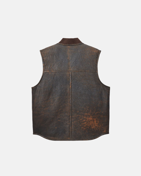 Stüssy Reversible Shearling Workgear Vest Brown Outerwear