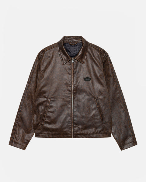 Stüssy Club Jacket Coated Cotton Dark Brown Outerwear