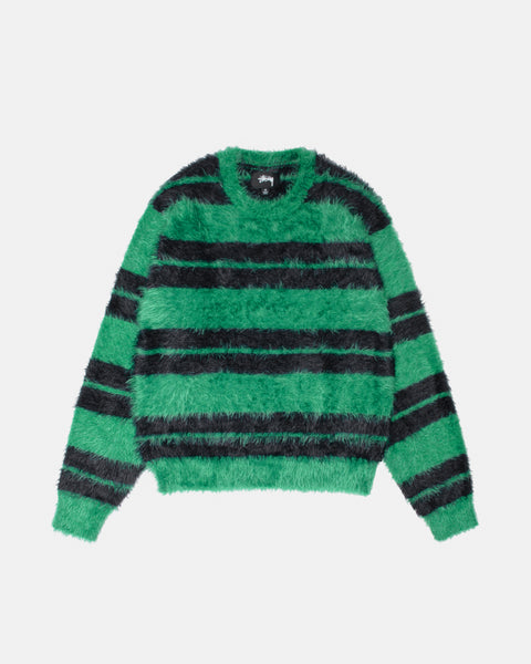 Hairy Stripe Crew Sweater Black/Green Knits