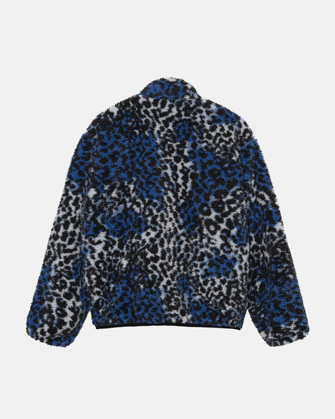 Stüssy Sherpa Reversible Jacket Blue Leopard Sweats
