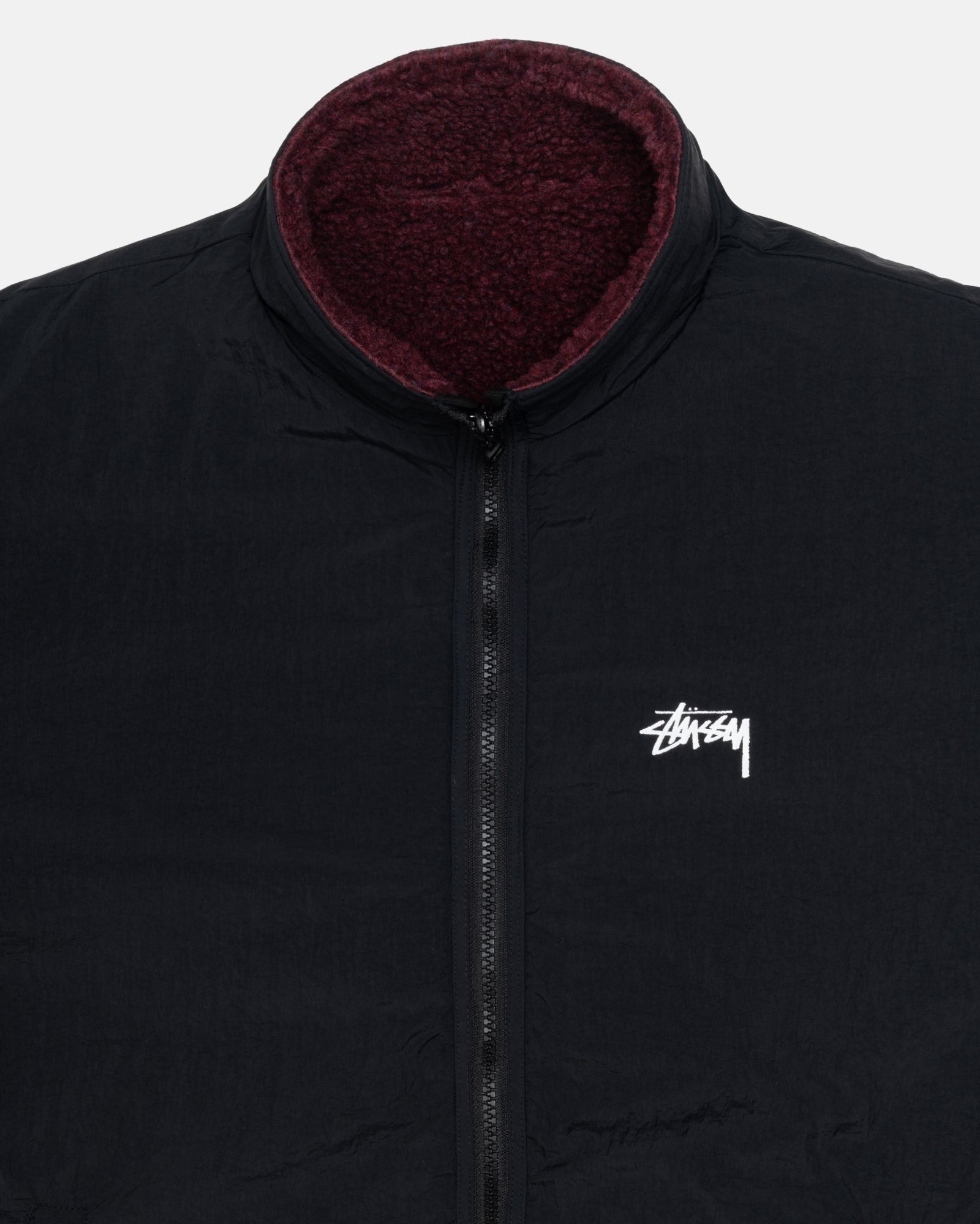 Stüssy Sherpa Reversible Jacket Burgundy Sweats