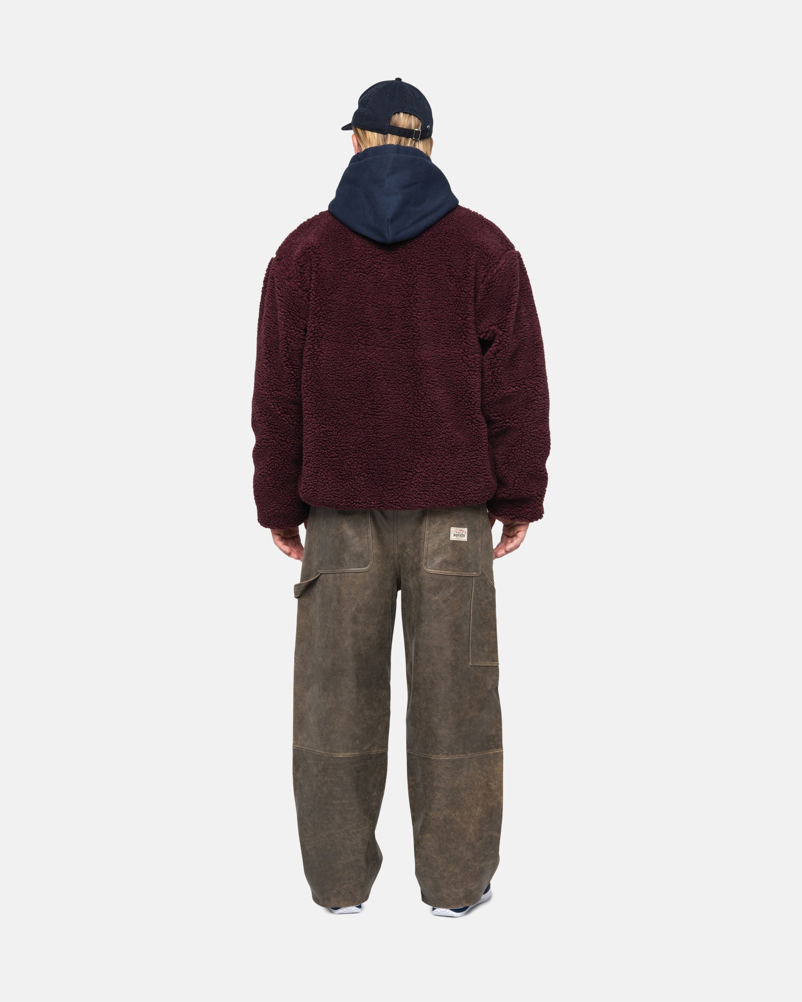Stüssy Sherpa Reversible Jacket Burgundy Sweats