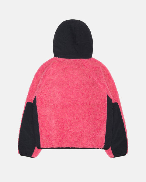 Sherpa Paneled Hooded Jacket Pink Outerwear