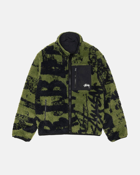 Sherpa Reversible Printed Jacket Green Outerwear