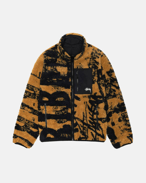 Sherpa Reversible Printed Jacket Yellow Outerwear